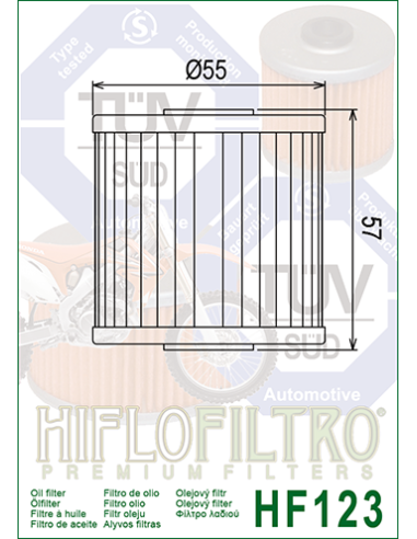 Filtro De Aceite Kawasaki Bayou 220/250 (hf123)